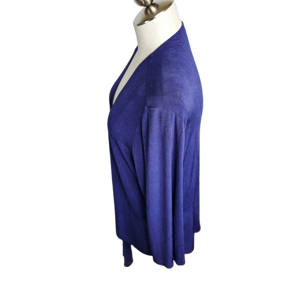 Chico's Travelers Slinky Tie Front Cardigan Size 3 XL Navy Blue‎